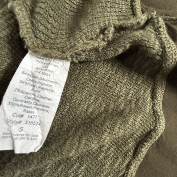 Left of Center Womens Small Olive Green Textured Knit Long Sleeve Top Casual - Picture 4 of 8